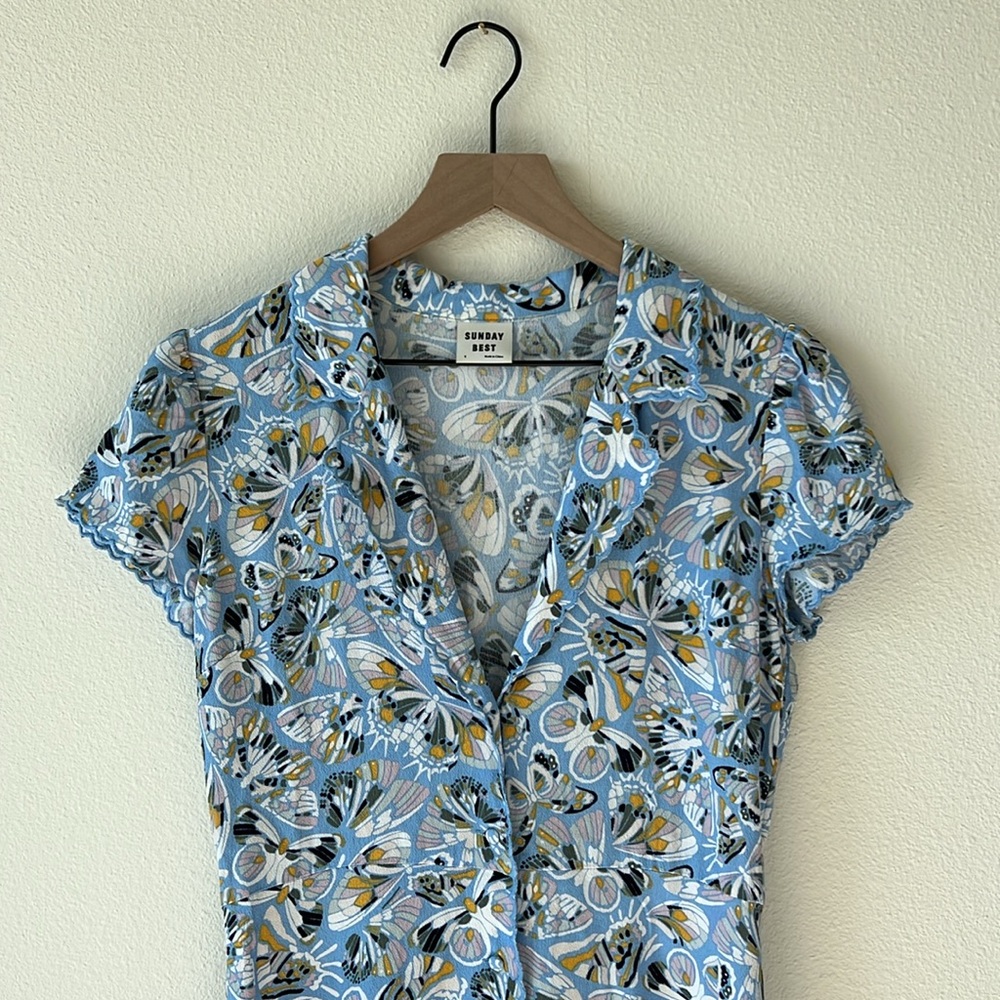 Aritzia Blue Multi Floral Mini Dress